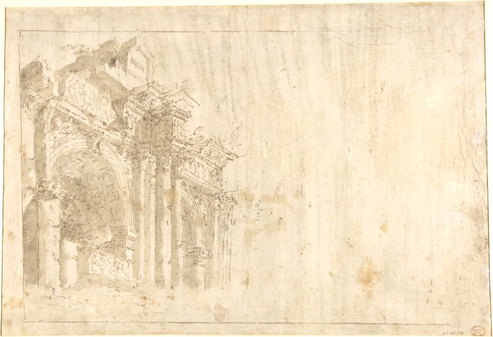 The Fire at San Marcuola (recto); Roman Ruins (verso) MET DP801400
