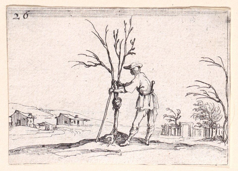 The Gardener Pruning a Shrub Met DP890717
