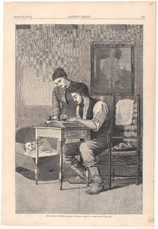 The Family Record – Drawn by Winslow Homer, NA (Harper's Bazar, Vol. VIII) MET DP875349