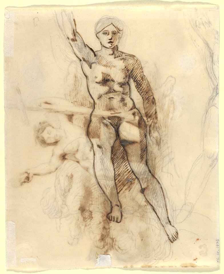 The Figure of Religion, Half-Seated with Right Arm Raised (recto); The Figure of Religion, Kneeling, Holding a Cross and a Flaming Heart (verso) MET DP836031