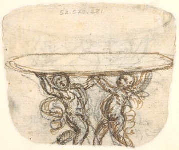 Table or Basin Supported by Male Sirens (recto); Sketch for the Same Subject (verso) . MET DP809616