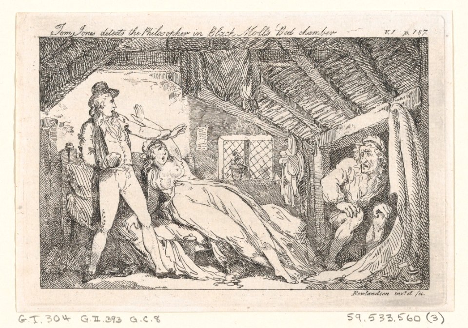 Tom Jones detects the Philsopher in Black Molls Bed Chamber..., illustration to Henry Fielding's "The History of Tom Jones, a Foundling" (Edinburgh, 1791), Vol. I (Book I, chapter 5) MET DP872126