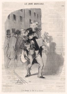 Tomorrow is his wife's birthday, from 'The good bourgeois,' published in Le Charivari, June 18, 1846 MET DP874494