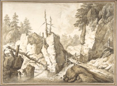 Swiss mountain landscape with small bridge spanning a brook MET DP804034