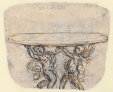 Table or Basin Supported by Male Sirens (recto); Sketch for the Same Subject (verso) . MET 52.570.281 VERSO