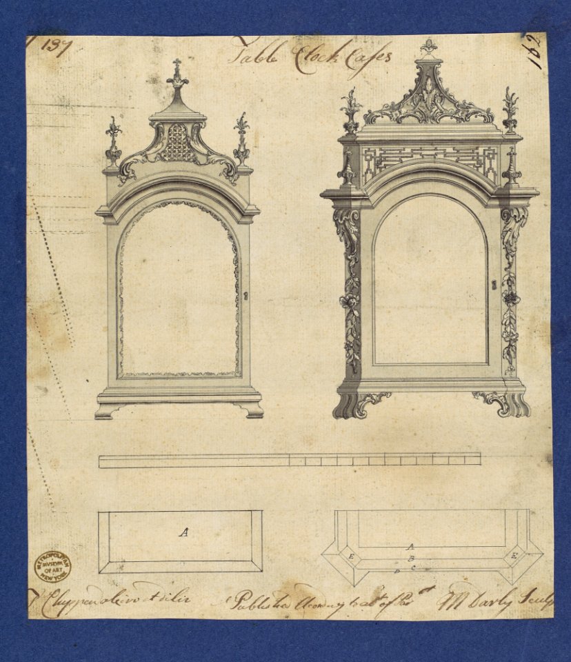 Table Clock Cases, in Chippendale Drawings, Vol. I MET DP104133
