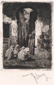 Tangiers, a group of men seated near an arch MET DP876101