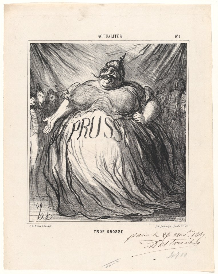 Too fat, from 'News of the day,' published in Le Charivari, November 16, 1867 MET DP877660