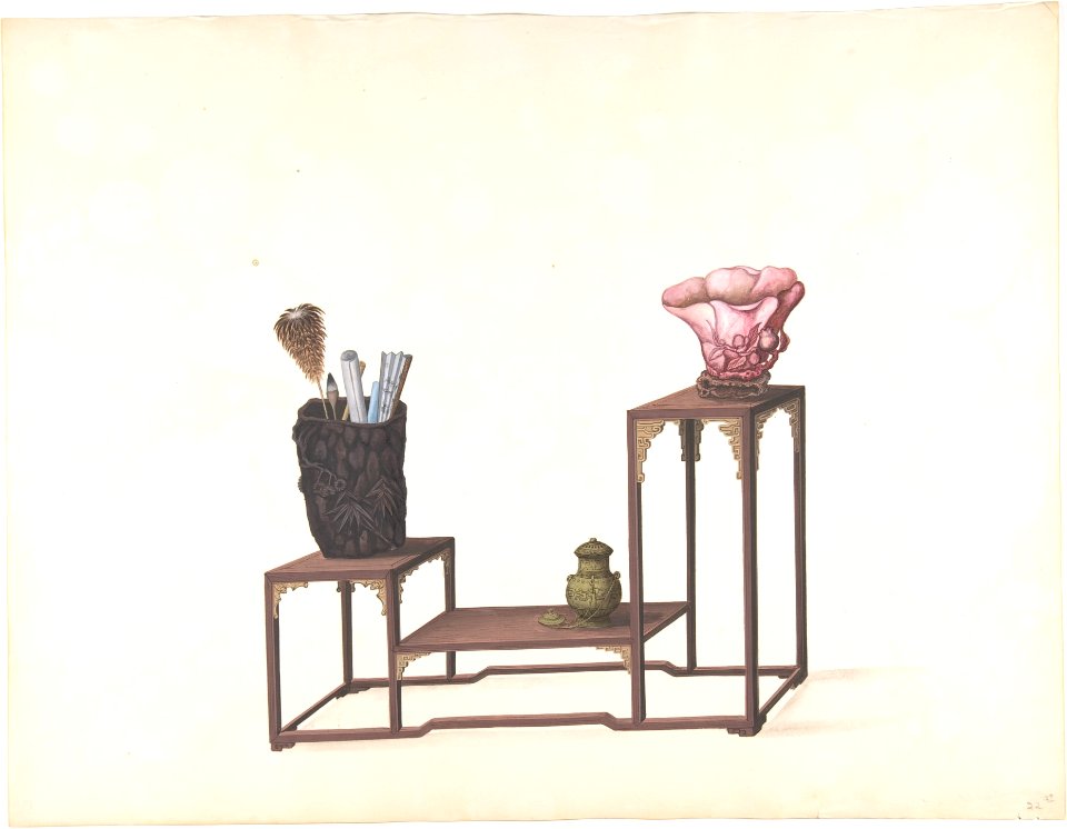 Table with Three Levels with Ornamental Objects MET DP807516