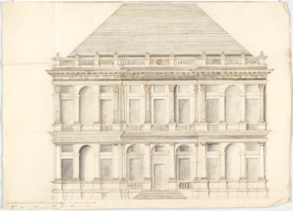 Two-Story Facade of a Palace with a Mansard Roof MET DP217439