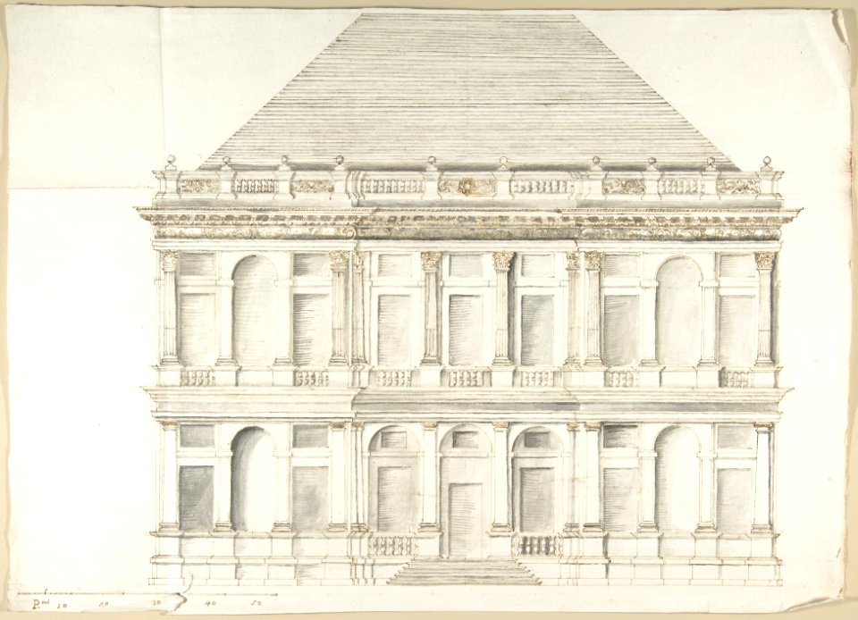 Two-Story Facade of a Palace with a Mansard Roof MET DP801758