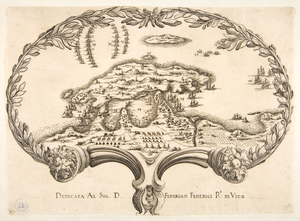 Topographic Plan (Porto Ercole?) in the Shape of a Fan MET DP818094