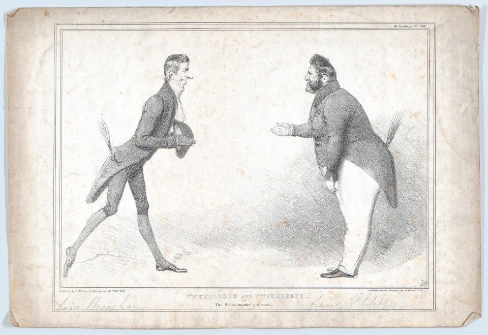 Tweedledum and Tweedledee, or, The Schoolmaster -i-s abroad! MET DP868286