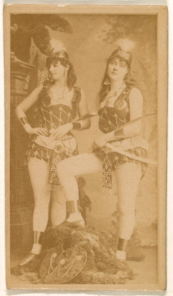 Two actresses, one holding sword, from the Actresses series (N245) issued by Kinney Brothers to promote Sweet Caporal Cigarettes MET DP859951