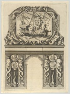 Triumphal arch, from 'Éloges et discours sur la triomphante réception du Roy en sa ville de Paris ...' by Jean-Baptiste de Machault MET DP855540