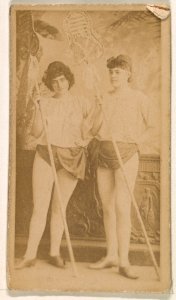 Two actresses holding long poles, from the Actresses series (N245) issued by Kinney Brothers to promote Sweet Caporal Cigarettes MET DP859950