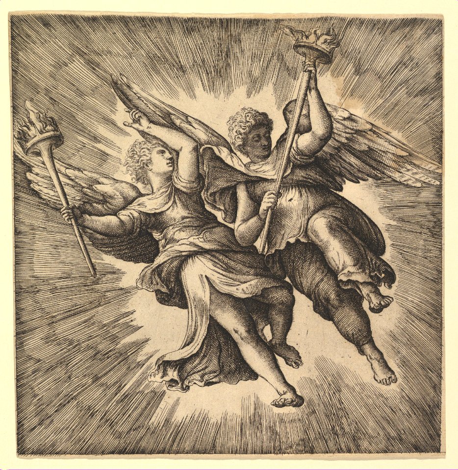 Two Angels or Winged Genii Carrying Torches MET DP819525