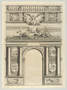 Triumphal arch, from 'Éloges et discours sur la triomphante réception du Roy en sa ville de Paris ...' by Jean-Baptiste de Machault MET DP855535