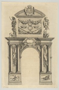 Triumphal arch, from 'Éloges et discours sur la triomphante réception du Roy en sa ville de Paris ...' by Jean-Baptiste de Machault MET DP855542