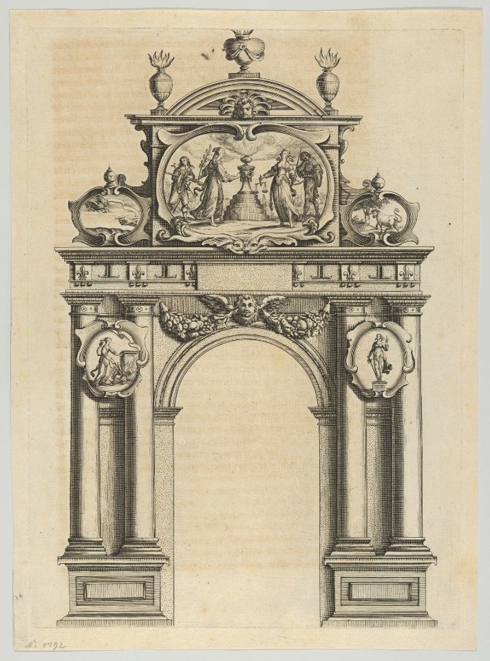 Triumphal arch, from 'Éloges et discours sur la triomphante réception du Roy en sa ville de Paris ...' by Jean-Baptiste de Machault MET DP855538