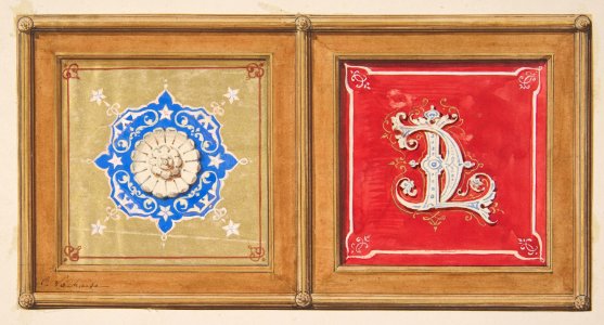 Two alternative designs for the painted decoration of a panel (one with the intertwined initials CL) MET DP811777