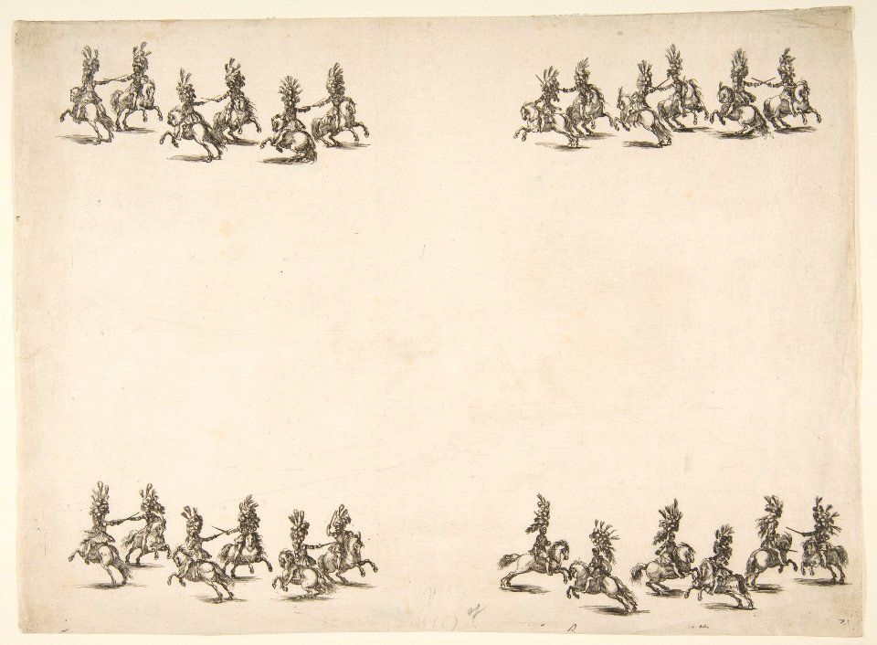 Twenty-four Cavaliers Battle with Swords in Four Groups MET DP817253