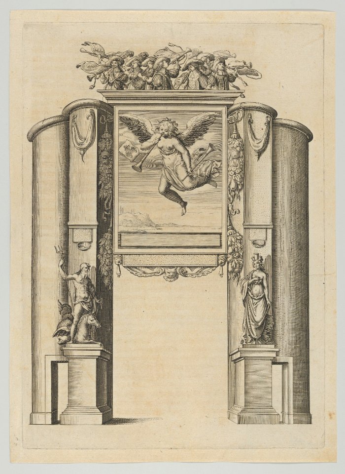 Triumphal arch, from 'Éloges et discours sur la triomphante réception du Roy en sa ville de Paris ...' by Jean-Baptiste de Machault MET DP855536