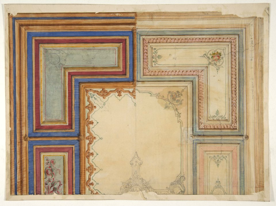Two alternative designs for the painted decoration of a ceiling MET DP811382