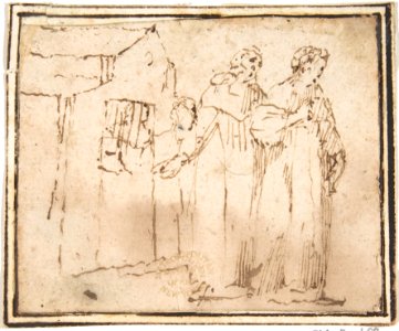 Two Monastic Figures Standing before a Church MET DP807581