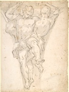 Two Partially Draped Male Figures in a Pendentive MET DP808248