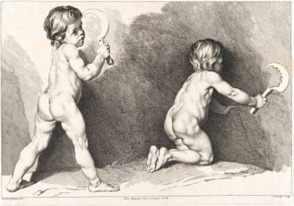 Two nude children standing; from New Book of Children MET DP876427