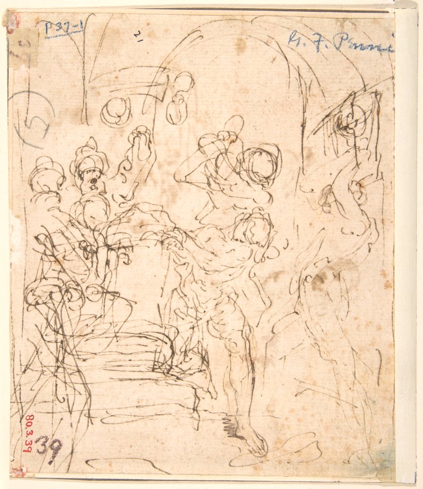 Two Studies for the Madonna and Child (recto); Flagellation (verso) MET DP802171
