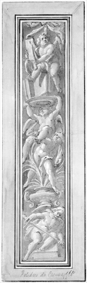 Two Pilaster with White Putti on Tan Ground MET 226986