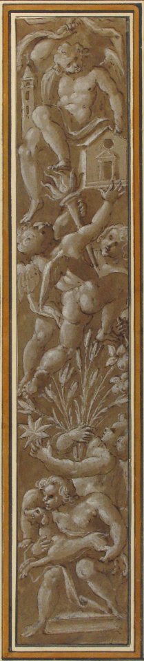 Two Pilaster with White Putti on Tan Ground MET 50.605.22