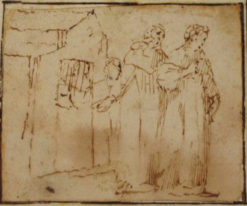 Two Monastic Figures Standing before a Church MET 80.3.102