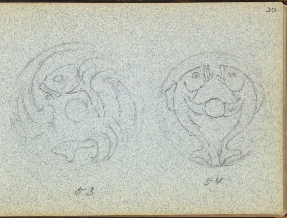 Two Outlines for a Bell Push with Fish Motifs MET DP827248
