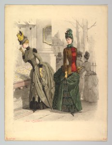 Two Women in Day Dresses- Preparatory drawing for a fashion plate from Le Moniteur de la Mode MET DP819051