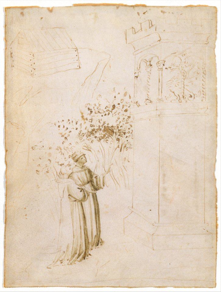 Two Monks Looking up at a Dragon in a Tower MET DT202020