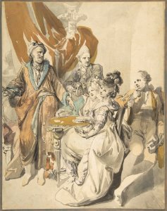 Two Women and Three Men Playing Cards MET DP815489