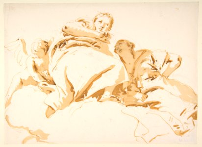 Two Women and a Winged Boy on Clouds MET DP811908