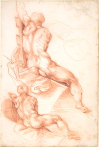 Two Studies of a Seated Male Nude Seen from the Back MET DP807556. Free illustration for personal and commercial use.