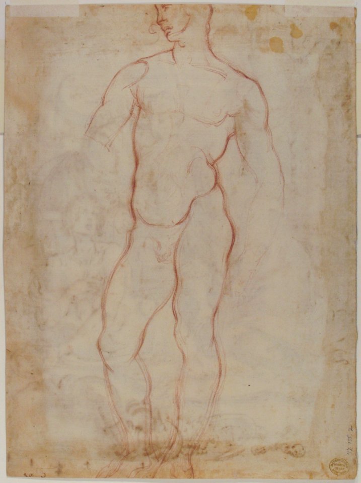 Two Women Annointing the Wounds of Saint Sebastian (recto); Study of a Nude Male Figure (verso) MET 47.155.2 VERSO