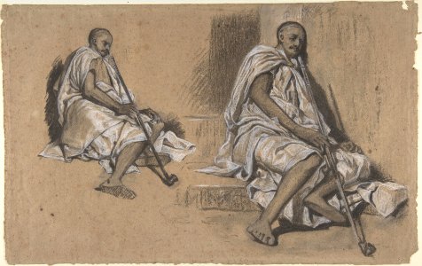 Two Studies of a Seated Arab with a Pipe MET DP810337