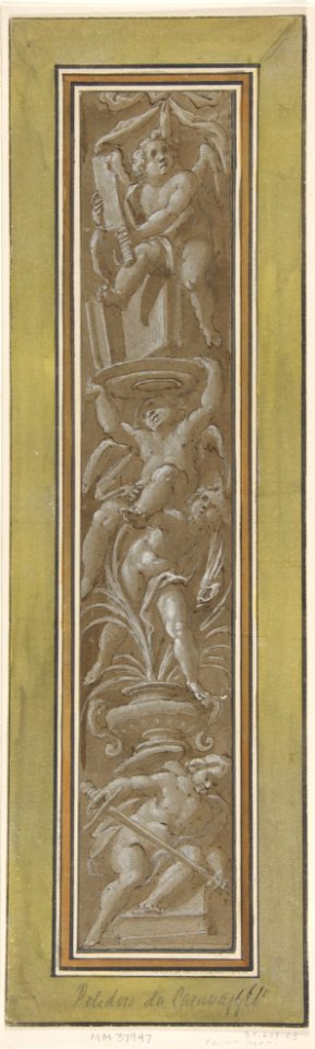 Two Pilaster with White Putti on Tan Ground MET DP811496