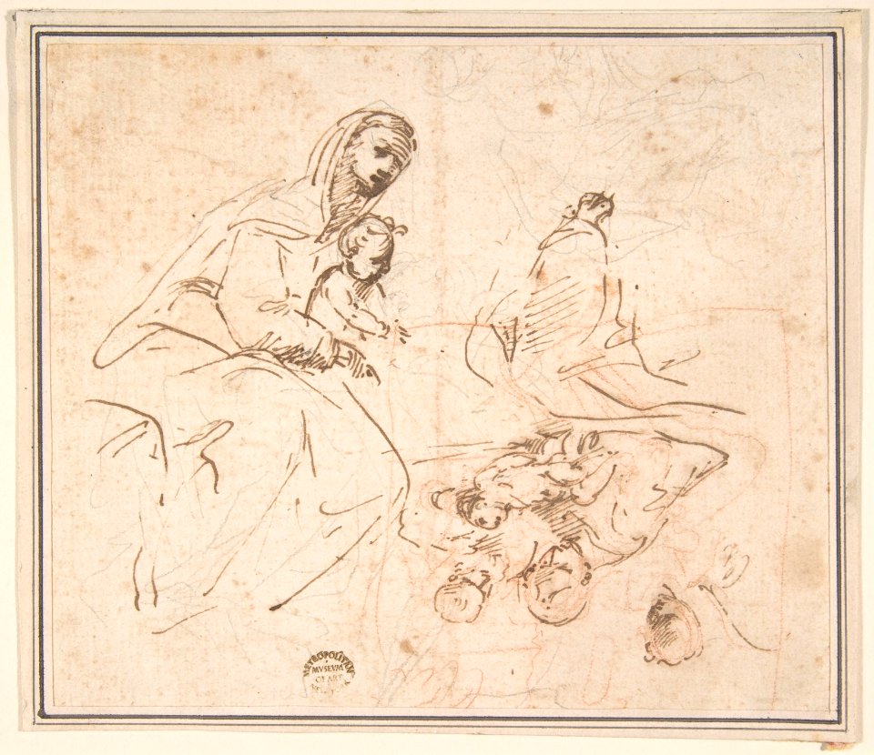 Two Studies for the Madonna and Child (recto); Flagellation (verso) MET DP802169