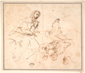 Two Studies for the Madonna and Child (recto); Flagellation (verso) MET DP802169