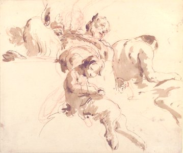 Two Seated Satyrs and a Child Satyr MET 37.165.33