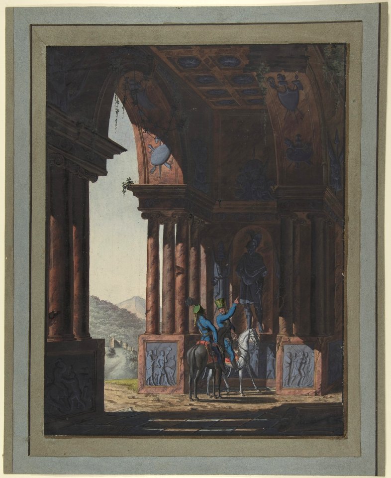 Two Mounted Soldiers in Classical Ruins, for a poem by Cremes MET DP804342