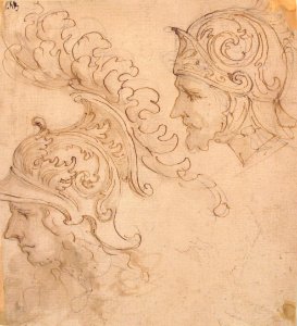 Two Studies for Helmet Designs Presented En Profil MET 52.570.226