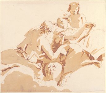 Two Seated Women and a Boy on Clouds MET 37.165.36